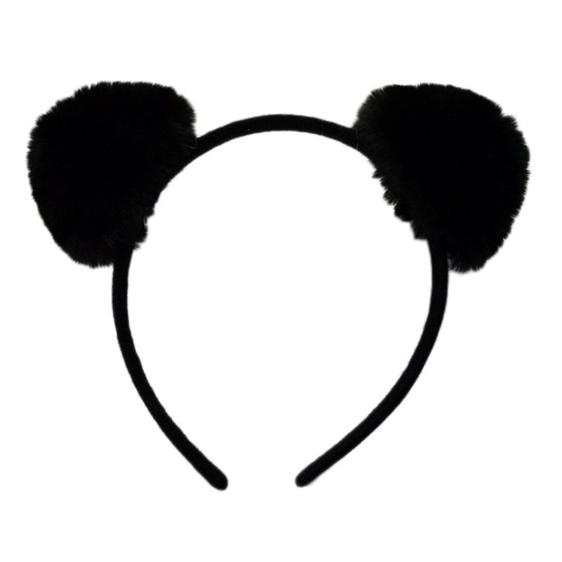 BUTITNOW Womens Fur Ball Headband Fluffy Panda Ears Hairhoop for Halloween Cosplay - Image 1